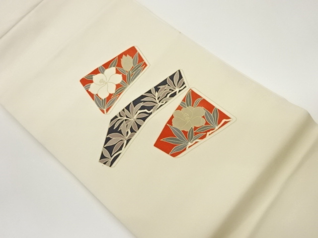 JAPANESE NAGOYA OBI / SHIOZE / KINSAI / FLORAL PLANTS